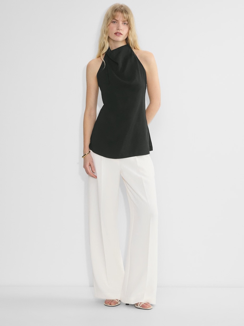 Aritzia Wilfred Effortless Wider Leg Full Length High Rise Crepette Trousers